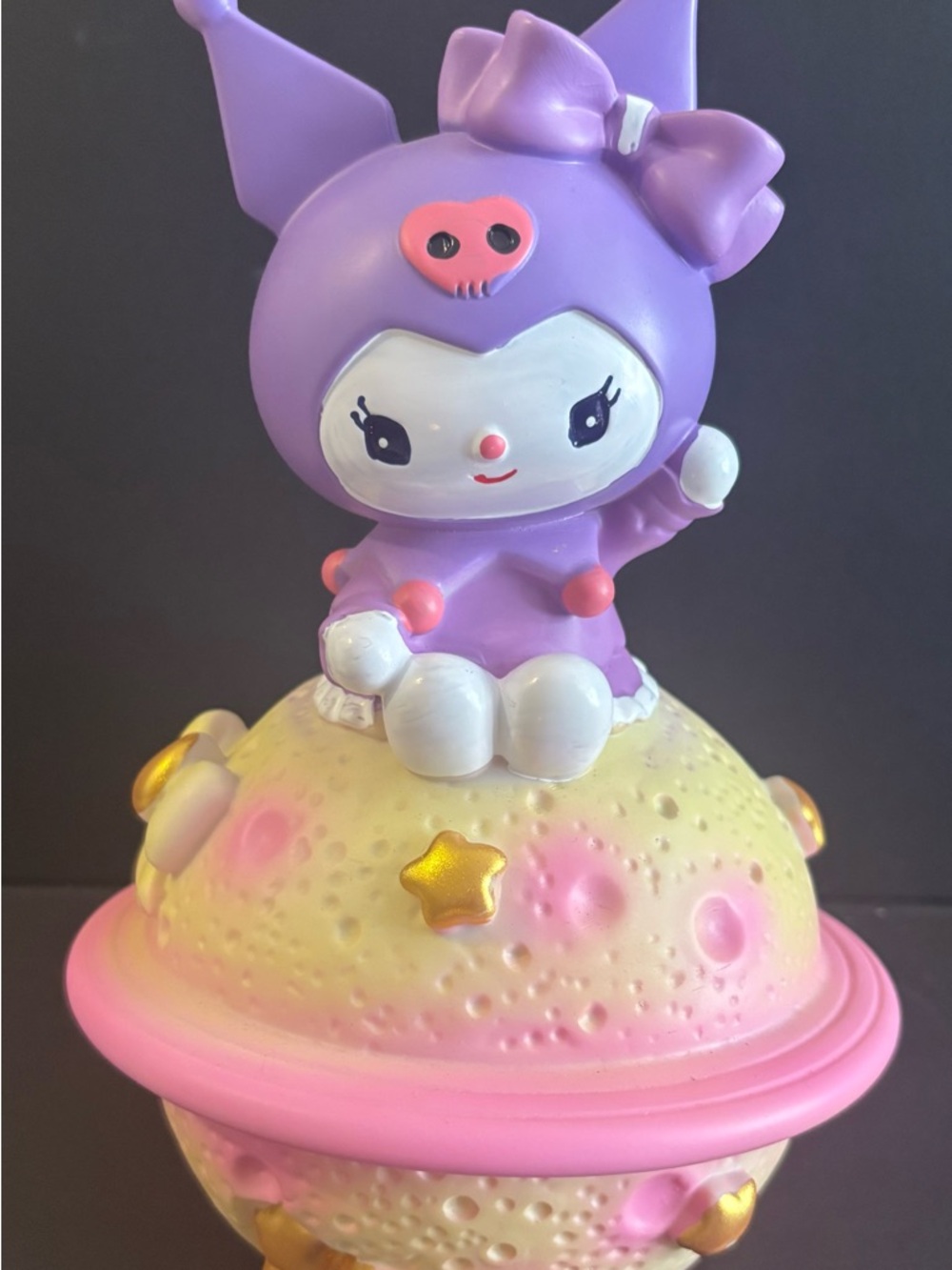 Sanrio Kuromi Purple Figurine on Pink & Cream Planet Toy